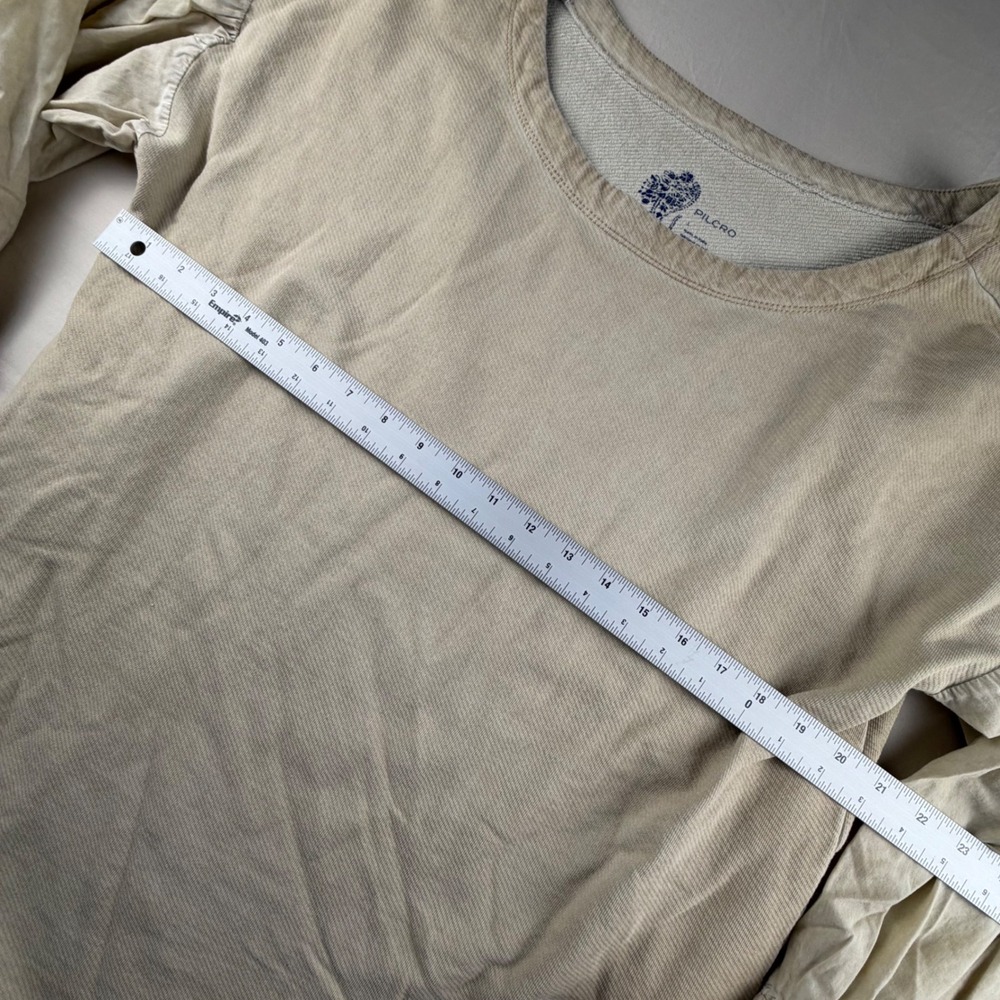 Anthropology Pilcro Media Puff Slev Sweatshirt Womens Large Beige Smock Top 0200 - Picture 5 of 6